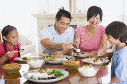 family eating dinner