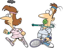 cartoon of angry woman with husband