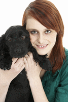 girl with puppy