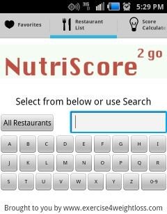 nutriscore 2 go main screen