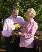 elderly romantic couple