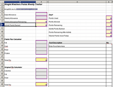ww points tracker spreadsheet