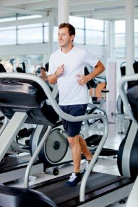 man running on treadmill