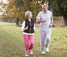 senior couple jogging