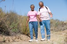 senior couple walking